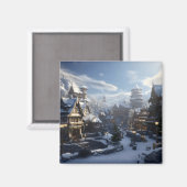 Fantasy Winter Town Magneet (Voorkant / Achterkant)