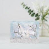 Fantasy Winter Unicorn en Foal Briefkaart (Staand voorkant)