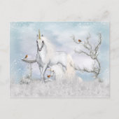 Fantasy Winter Unicorn en Foal Briefkaart (Voorkant)