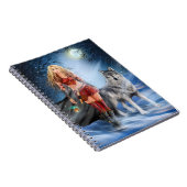 Fantasy Winter Woman Warrior Princess en wolf Notitieboek (Rechterzijde)