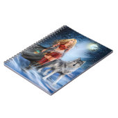 Fantasy Winter Woman Warrior Princess en wolf Notitieboek (Linkerzijde)