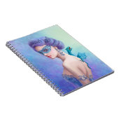 Fantasy winter womann met blauwe draak notitieboek (Rechterzijde)