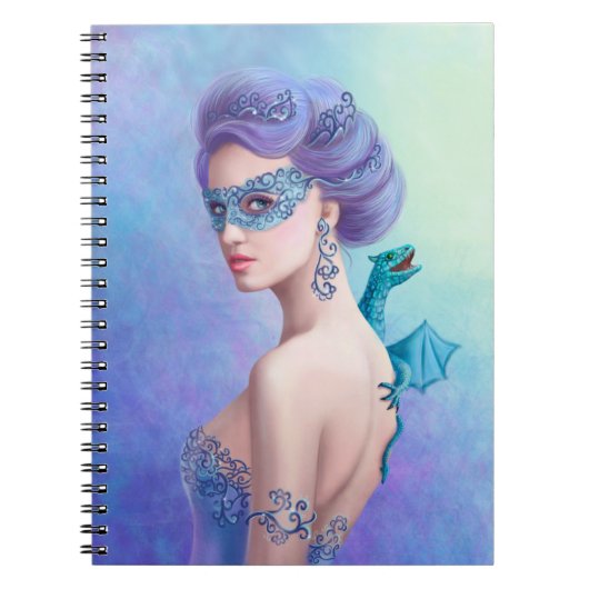 Fantasy winter womann met blauwe draak notitieboek (Voorkant)