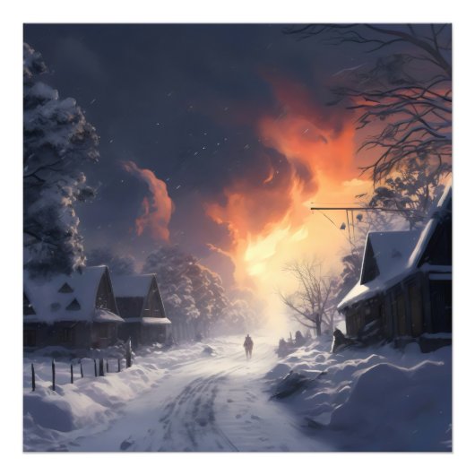 Fantasy winterlandschap foto afdruk (Voorkant)