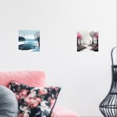 Fantasy Wispy Tree Paintings Roze en Blauw Muurkunst Sets (Woonkamer)