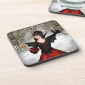 Fantasy Witch - Middeleeuws kasteel Halloween kuns Bier Onderzetter (Linkerzijde)