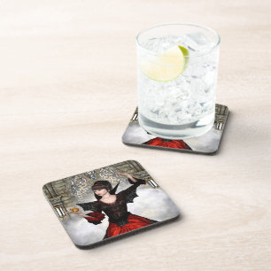 Fantasy Witch - Middeleeuws kasteel Halloween kuns Bier Onderzetter