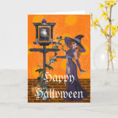 Fantasy Witch op Sign Halloween Wenskaart Kaart (Gele Bloem)