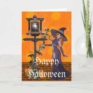 Fantasy Witch op Sign Halloween Wenskaart Kaart