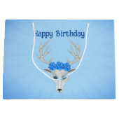 Fantasy Witte Herten Hoofd Antlers Rozen Verjaarda Groot Cadeauzakje (Voorkant)