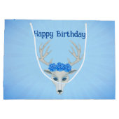 Fantasy Witte Herten Hoofd Antlers Rozen Verjaarda Groot Cadeauzakje (Achterkant)
