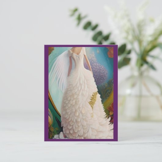 Fantasy Witte Pauw Bruidsjurk Fashionista Po Briefkaart (Staand voorkant)