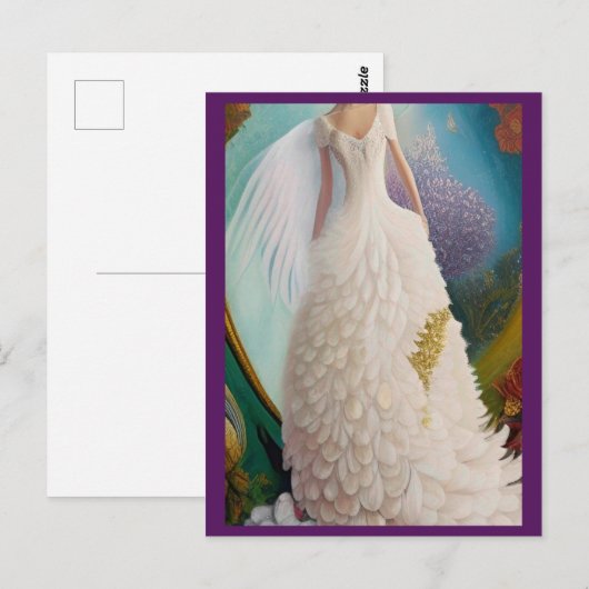 Fantasy Witte Pauw Bruidsjurk Fashionista Po Briefkaart (Voorkant / Achterkant)