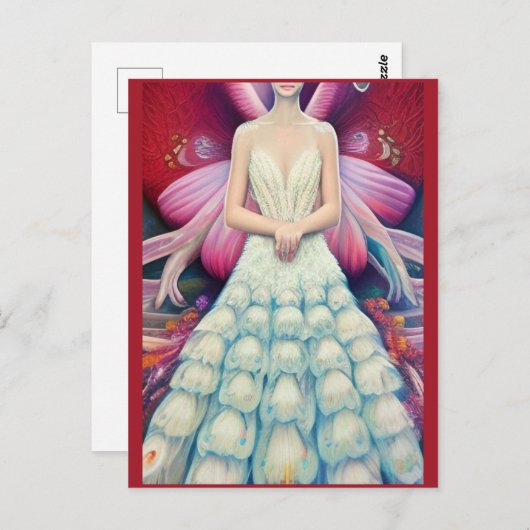 Fantasy Witte Pauw Trouwjurk AI Kunst Briefkaart (Voorkant / Achterkant)