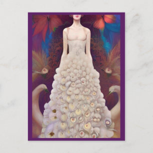 Fantasy Witte Pauw Trouwjurk Mode Diva Briefkaart