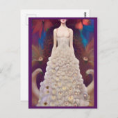Fantasy Witte Pauw Trouwjurk Mode Diva Briefkaart (Voorkant / Achterkant)