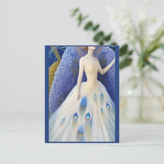 Fantasy Witte Pauw Trouwjurk Mode Diva P Briefkaart (Staand voorkant)