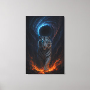 Fantasy Witte Tijger – Mystic Aura Serie Canvas Afdruk