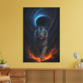Fantasy Witte Tijger – Mystic Aura Serie Canvas Afdruk (Insitu (Woonkamer))