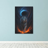 Fantasy Witte Tijger – Mystic Aura Serie Canvas Afdruk (Insitu (Houten vloer))