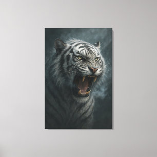 Fantasy Witte Tijger – Mystic Aura Serie Canvas Afdruk