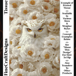 Fantasy Witte Uil, Crème Pioenrozen CY8 Decoupage Tissuepapier
