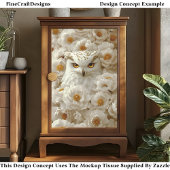 Fantasy Witte Uil, Crème Pioenrozen CY8 Decoupage Tissuepapier