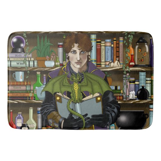 Fantasy Wizard Boeken Dragon Potions Badmat (Voorkant)