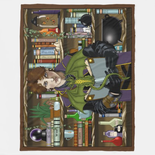 Fantasy Wizard Boeken Dragon Potions Fleece Deken (Voorkant)