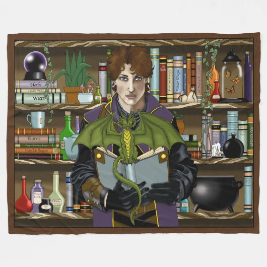 Fantasy Wizard Boeken Dragon Potions Fleece Deken (Voorkant (Horizontaal))