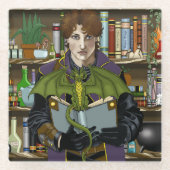 Fantasy Wizard Boeken Dragon Potions Glazen Onderzetter (Voorkant)