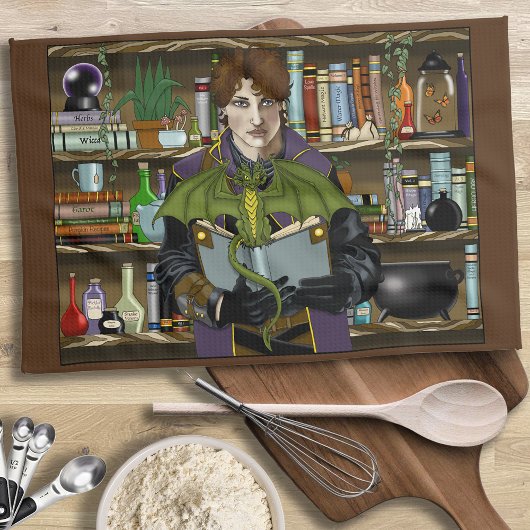 Fantasy Wizard Boeken Dragon Potions Theedoek