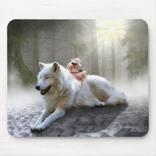 Fantasy Wolf en Girl Muismat (Voorkant)