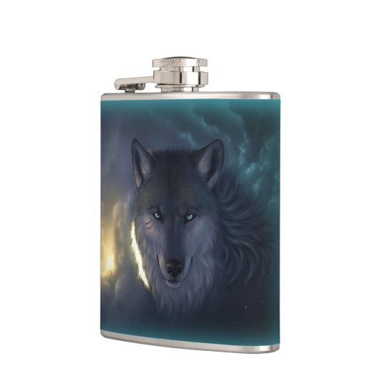 Fantasy Wolf Flask Heupfles (Links)