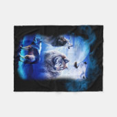 Fantasy Wolf Moon Mountain Fleece Deken (Voorkant (Horizontaal))