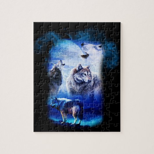Fantasy Wolf Moon Mountain Legpuzzel (Verticaal)