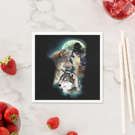 Fantasy Wolf Moon Mountain Servetten (Insitu)