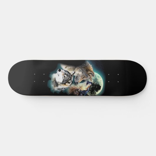 Fantasy Wolf Moon Mountain Skateboard (Horizontaal)