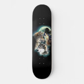 Fantasy Wolf Moon Mountain Skateboard (Voorkant)