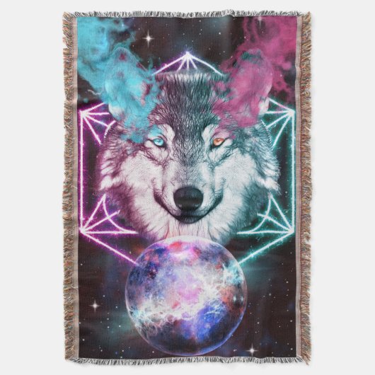Fantasy Wolf Throw Blanket Deken (Voorkant Verticaal)