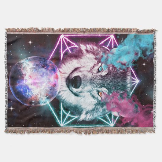 Fantasy Wolf Throw Blanket Deken (Voorkant)