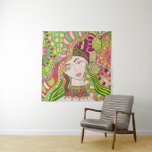 Fantasy Woman: Abstracte lentefolk. Wandkleed (In situ)