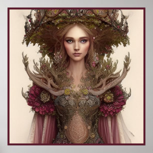 Fantasy Woman of Flowers and Natuur Poster
