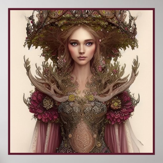 Fantasy Woman of Flowers and Natuur Poster (Voorkant)