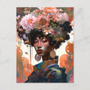 Fantasy Woman Vrouw Flowers Beauful Art Briefkaart