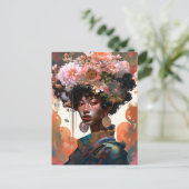 Fantasy Woman Vrouw Flowers Beauful Art Briefkaart (Staand voorkant)