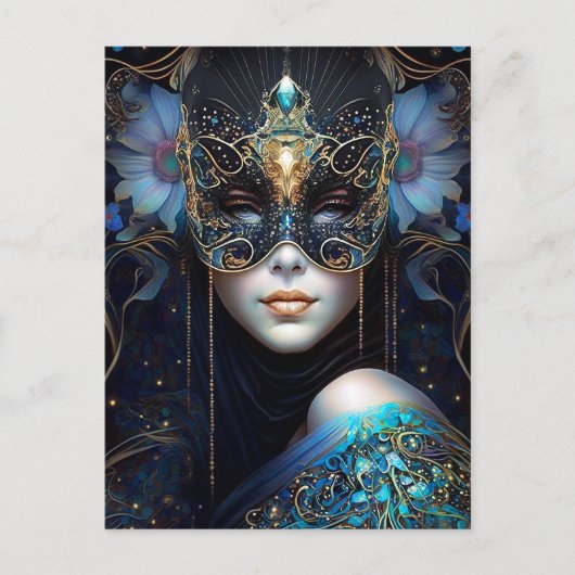 Fantasy Woman Wearing Mask Briefkaart (Voorkant)