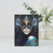 Fantasy Woman Wearing Mask Briefkaart (Staand voorkant)