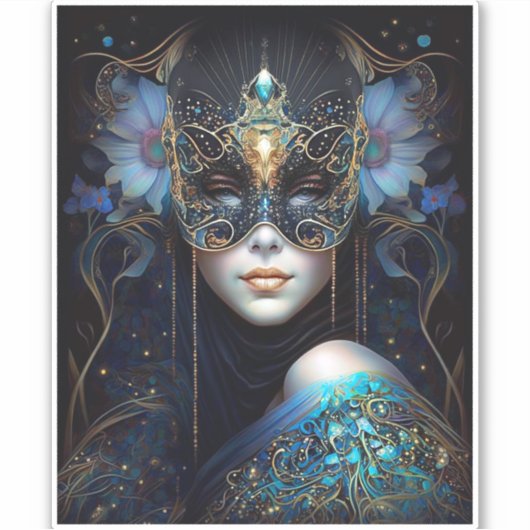 Fantasy Woman Wearing Mask Sticker (Voorkant)