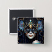 Fantasy Woman Wearing Mask Vierkante Button 5,1 Cm (Voorkant /achterkant)